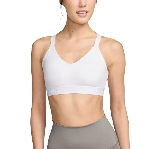 Nike Indy Medium Support Women's Padded Adjustable Sports Bra White NWT Sz L - Picture 2 of 9